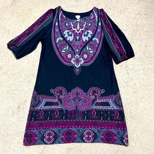 CHARMING CHARLIE Top Tunic Blouse Dress 3/4 Sleeve Pullover Women's Size M